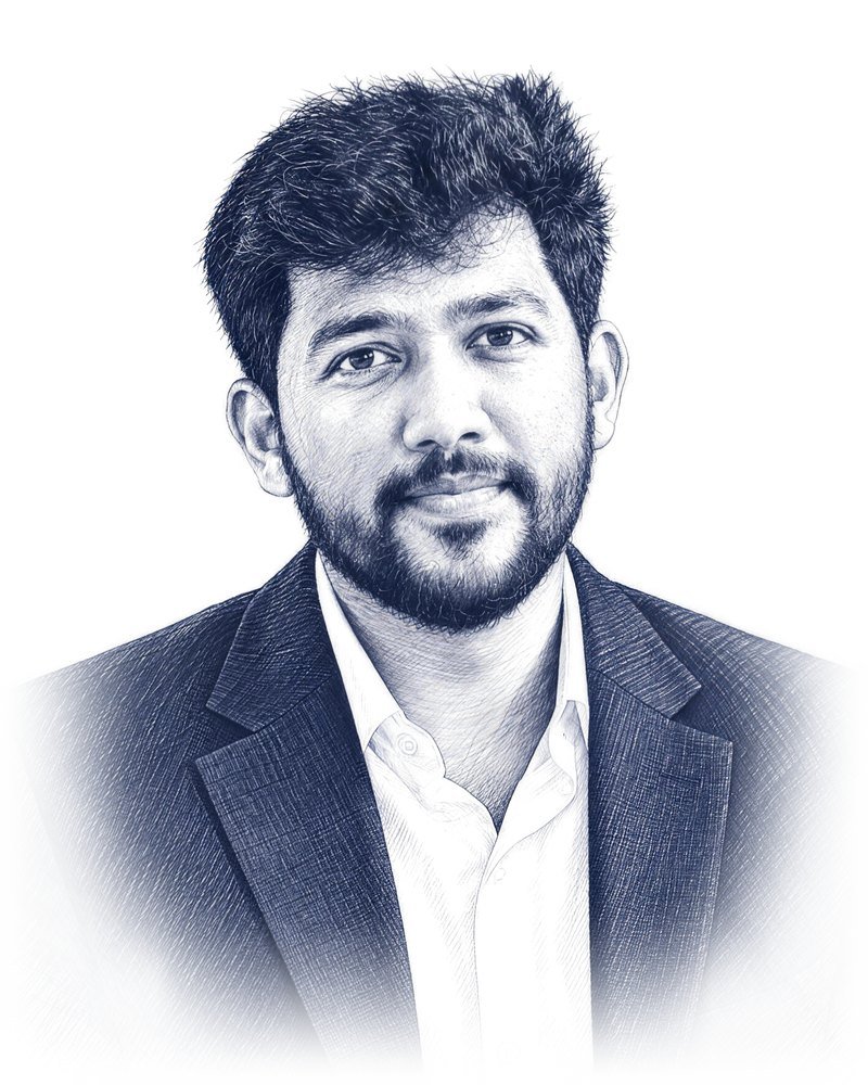 Sketch portrait of Deepak Addanki